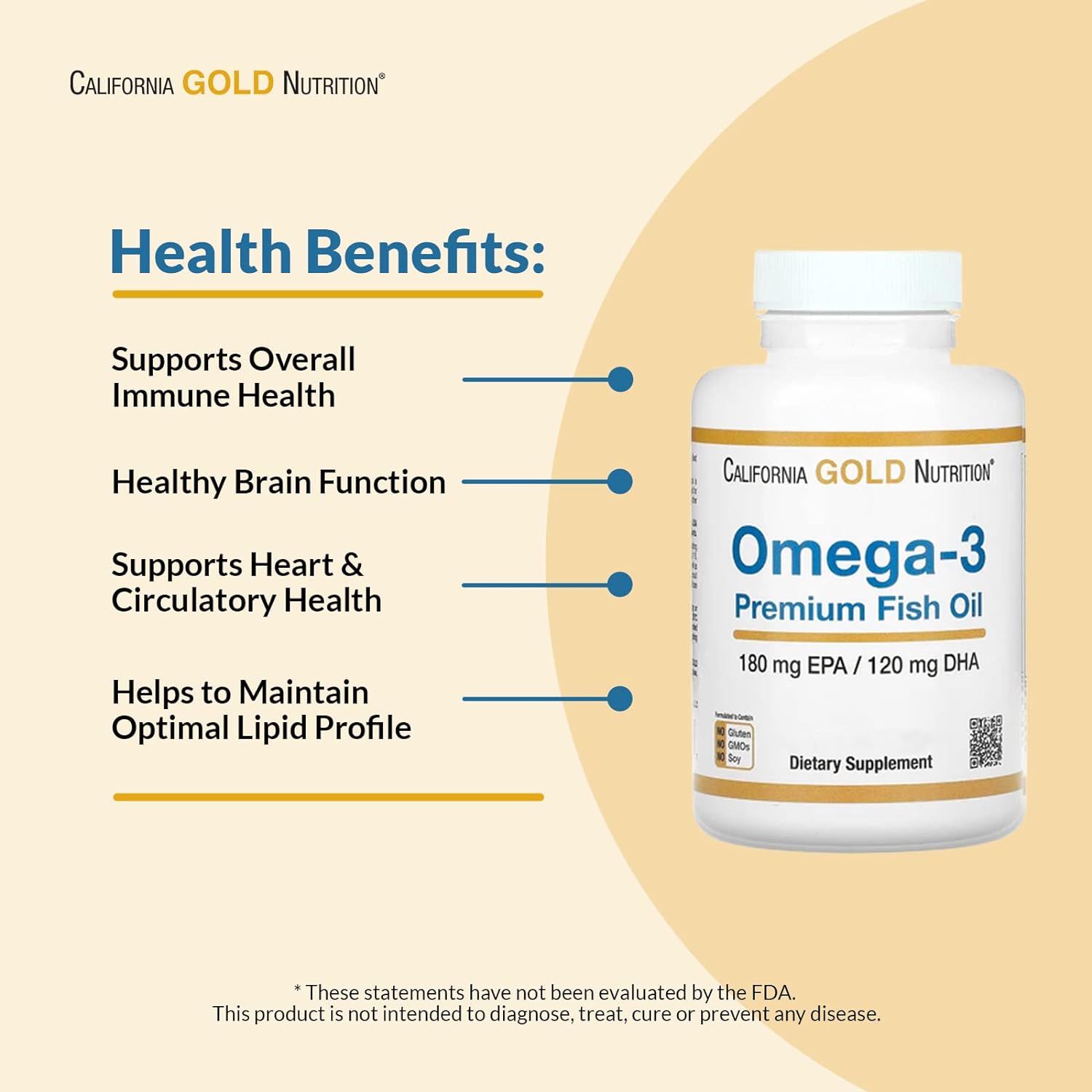 California Gold Nutrition Omega 3 Premium Fish Oil 100 Fish Gelatin Softgels