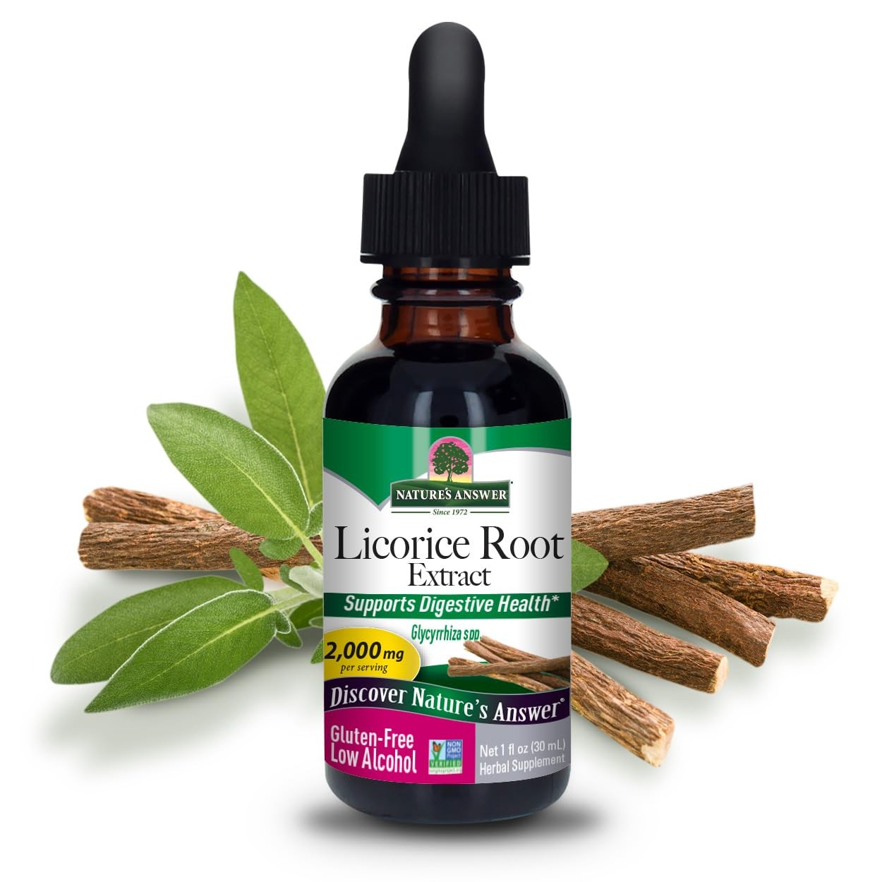 Natures Answers Licorice Root Fluid Extract Alcohol Free 2000 Mg 1 Fl Oz (30 Ml)